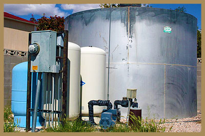 Groundwater well and pumps for community. 